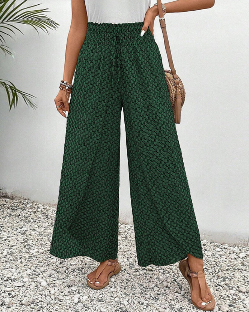 Women’s Geometric Palazzo Pants - High Waist Wide Leg Trousers - Sapphira