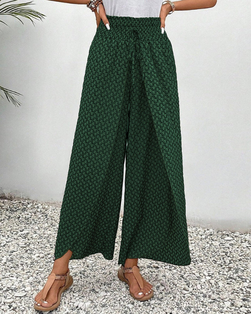 Women’s Geometric Palazzo Pants - High Waist Wide Leg Trousers - Sapphira