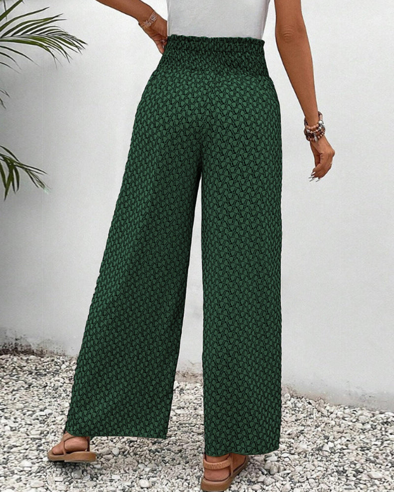 Women’s Geometric Palazzo Pants - High Waist Wide Leg Trousers - Sapphira
