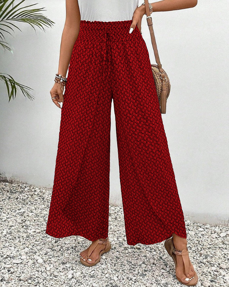 Women’s Geometric Palazzo Pants - High Waist Wide Leg Trousers - Sapphira