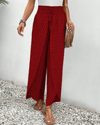 Women’s Geometric Palazzo Pants - High Waist Wide Leg Trousers - Sapphira