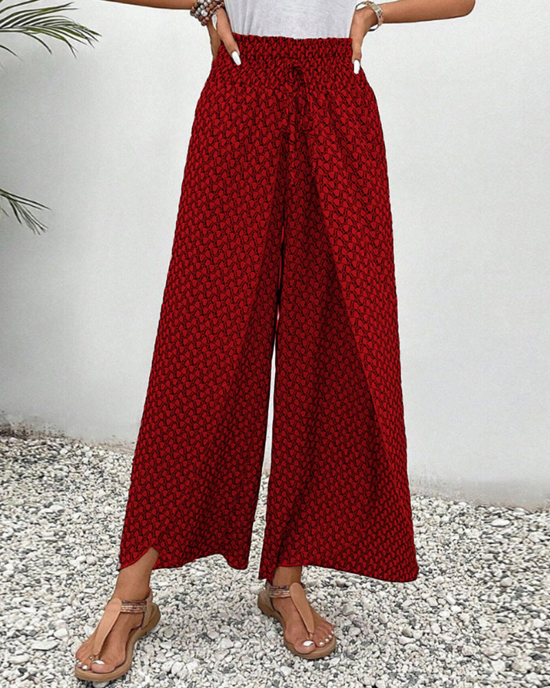 Women’s Geometric Palazzo Pants - High Waist Wide Leg Trousers - Sapphira