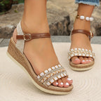 Women’s Boho Wedge Sandals - Woven Summer Style - Amara