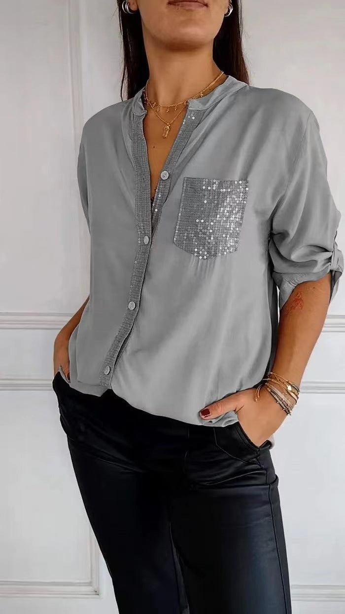 Women’s Sequin Blouse – Statement Party Blouse – Nicole
