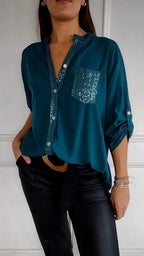 Women’s Sequin Blouse – Statement Party Blouse – Nicole