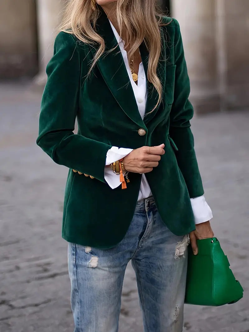 Women’s Classic Blazer – One-Button Tailored Fit - Sabina