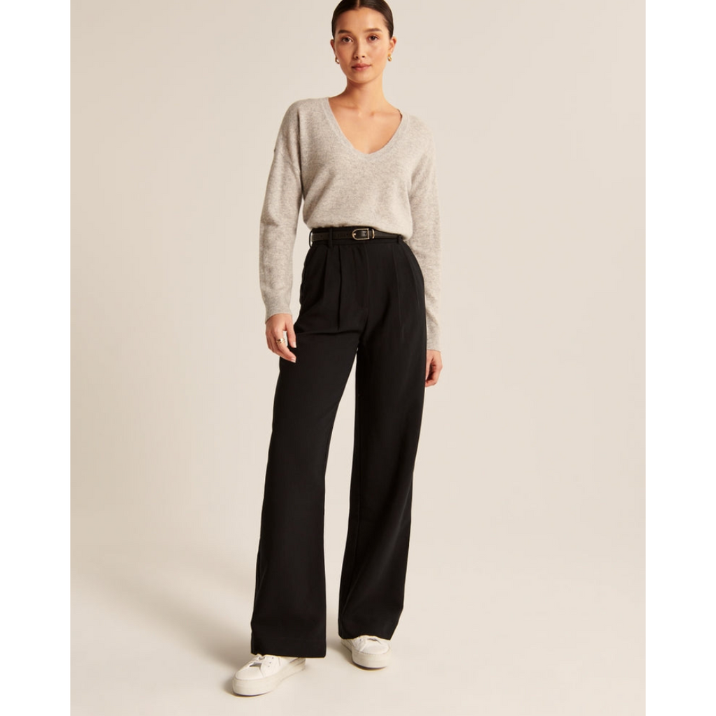 Women’s Pleated Wide Leg Pants - Relaxed Fit Tailored Trousers