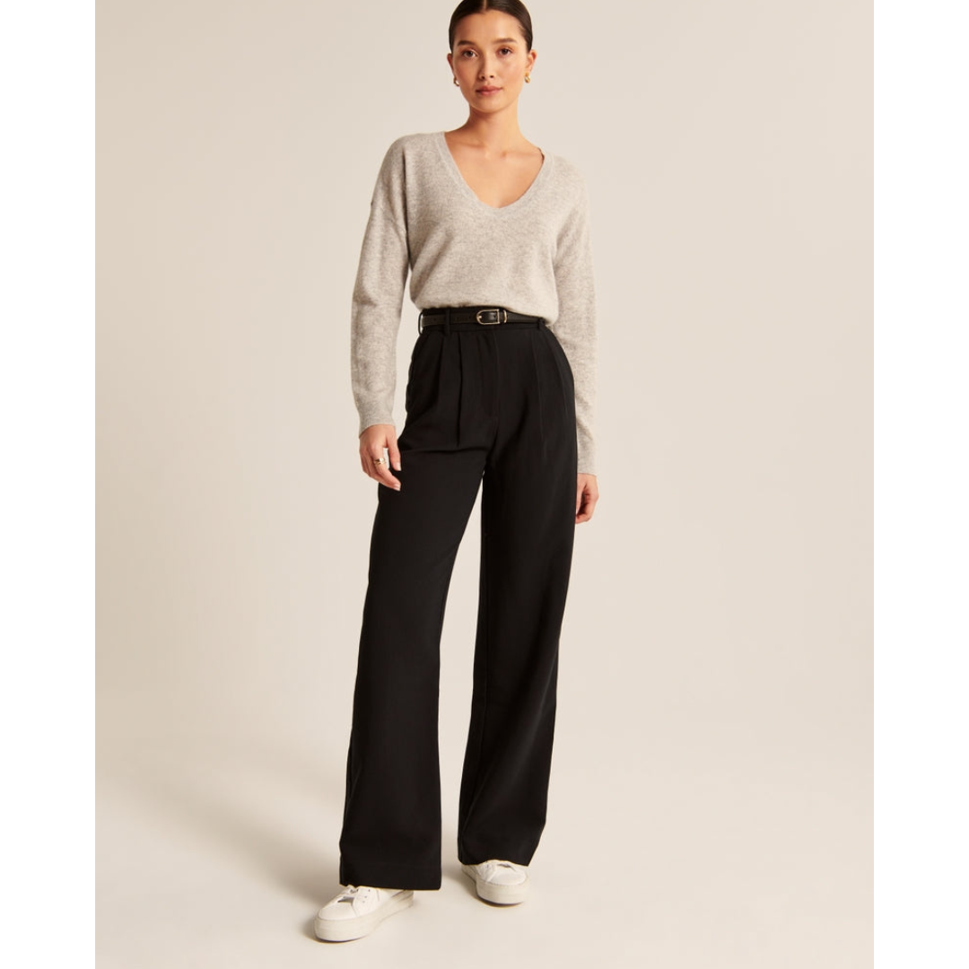 Women’s Pleated Wide Leg Pants - Relaxed Fit Tailored Trousers