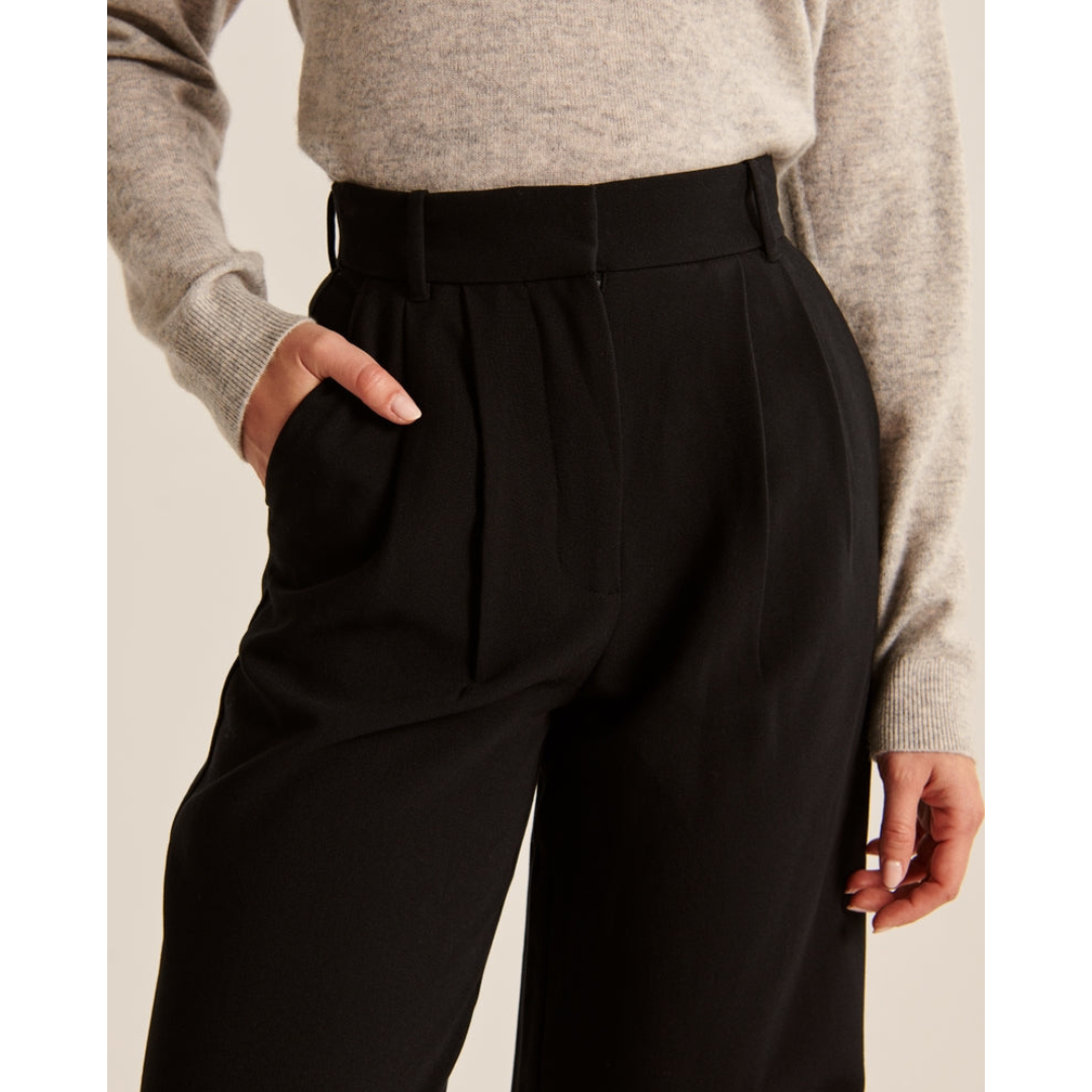 Women’s Pleated Wide Leg Pants - Relaxed Fit Tailored Trousers