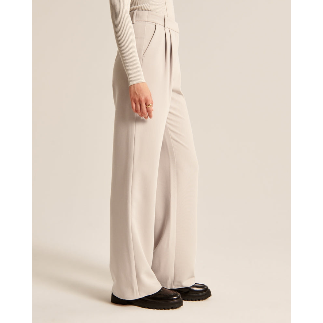 Women’s Pleated Wide Leg Pants - Relaxed Fit Tailored Trousers