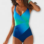 Women’s One Piece Swimsuit – Wrap Front Tummy Control Swimwear – Layla