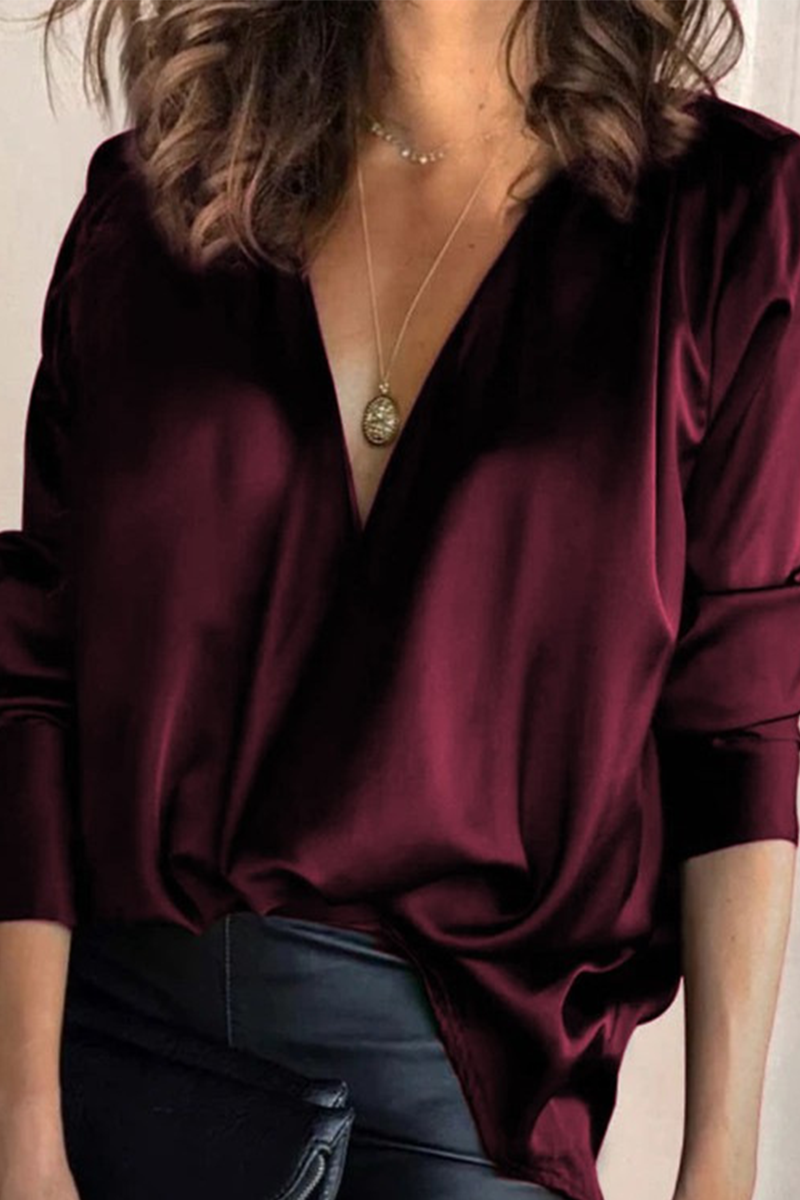 Women’s V-Neck Blouse – Relaxed Everyday Casual Blouse – Megan