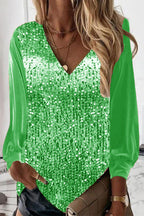 Women’s Glitter Blouse – Subtle Sparkle Party Blouse – Scarlett