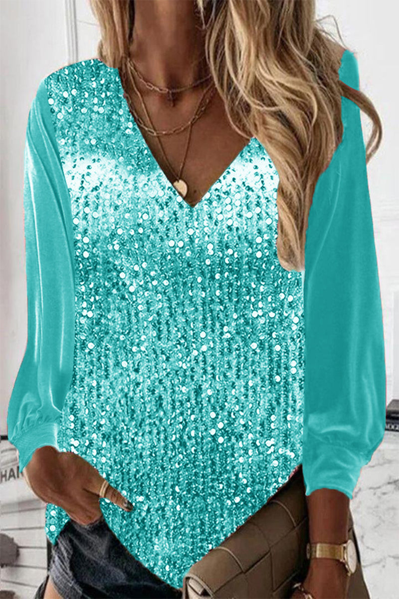 Women’s Glitter Blouse – Subtle Sparkle Party Blouse – Scarlett