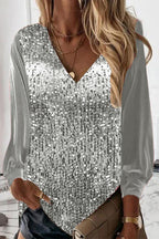 Women’s Glitter Blouse – Subtle Sparkle Party Blouse – Scarlett