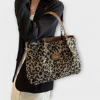 Women’s Leopard Tote Bag - Canvas Large Capacity Shopper - Olivia