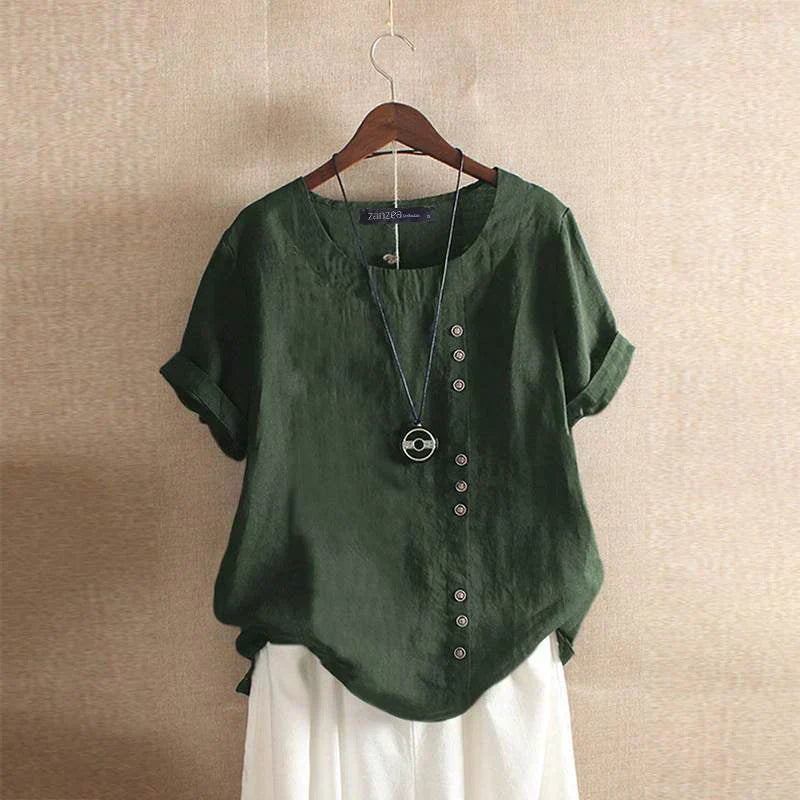 Women’s Button Blouse – Short Sleeve Casual Blouse – Gerlina