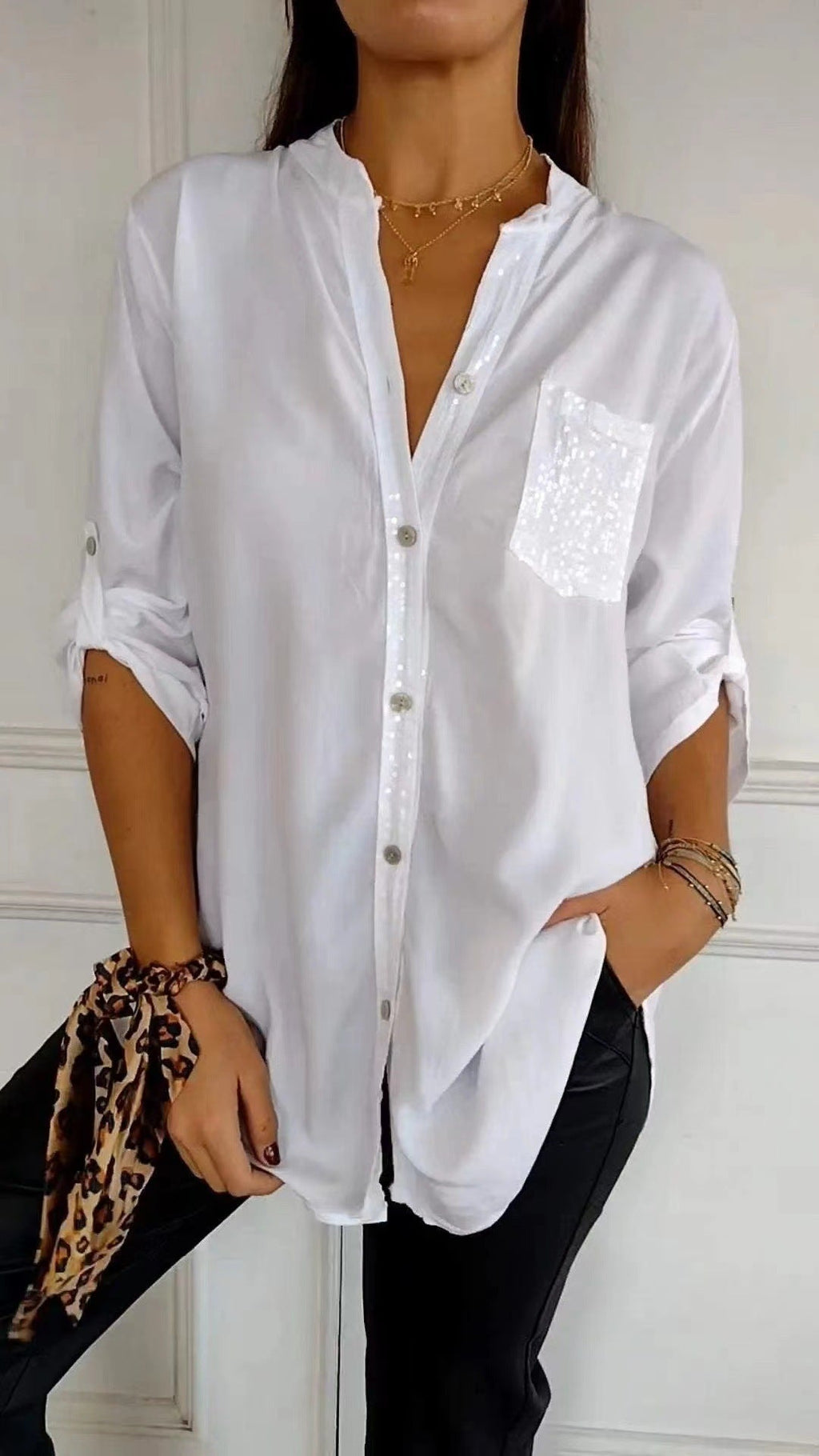 Women’s Sequin Blouse – Statement Party Blouse – Nicole