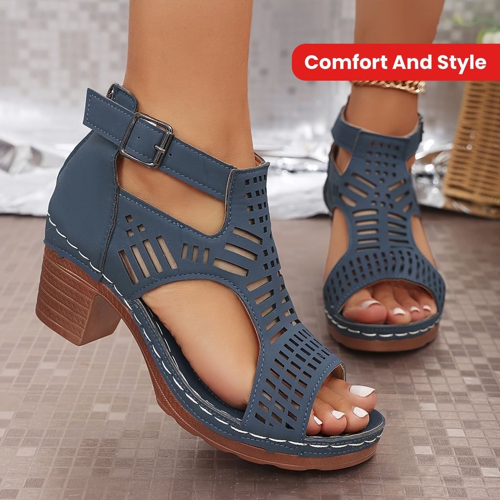 Women’s Cutout Block Heel Sandals - Modern Dress Style - Nova
