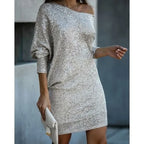 Women’s Sequin Party Dress – Contrast Glam Mini Dress – Chloe