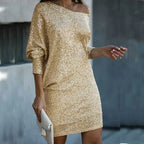Women’s Sequin Party Dress – Contrast Glam Mini Dress – Chloe