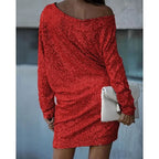 Women’s Sequin Party Dress – Contrast Glam Mini Dress – Chloe