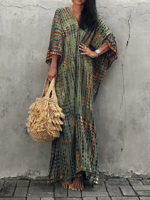 Women’s Caftan Maxi Dress - Boho Flowing Summer Dress - Janne