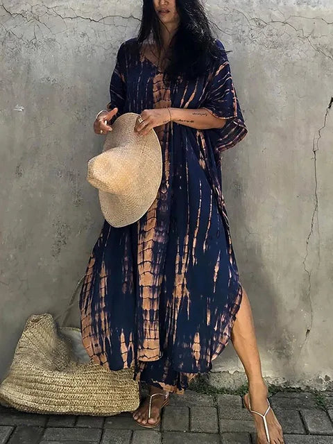 Women’s Caftan Maxi Dress - Boho Flowing Summer Dress - Janne