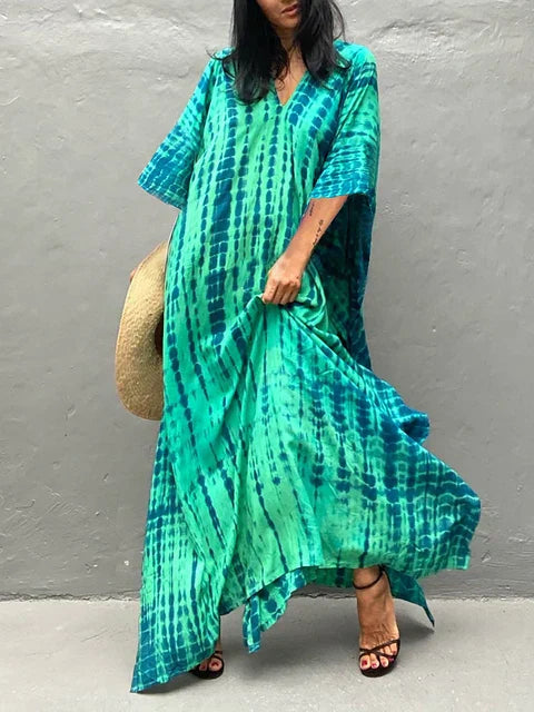 Women’s Caftan Maxi Dress - Boho Flowing Summer Dress - Janne