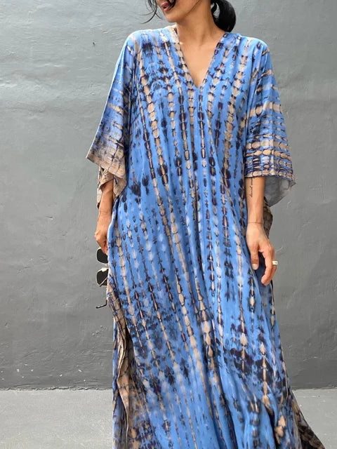 Women’s Caftan Maxi Dress - Boho Flowing Summer Dress - Janne
