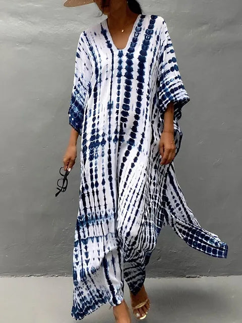 Women’s Caftan Maxi Dress - Boho Flowing Summer Dress - Janne