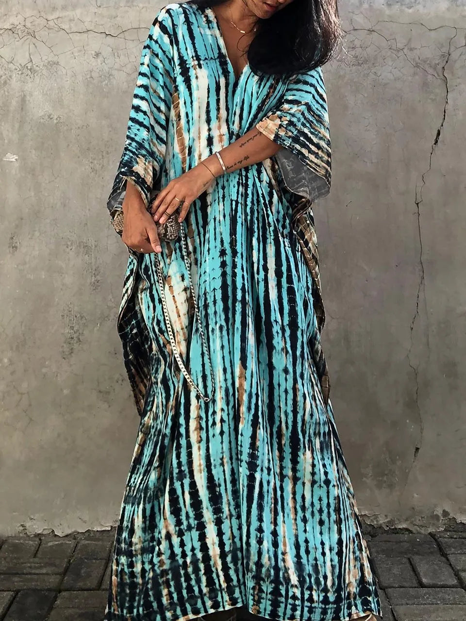 Women’s Caftan Maxi Dress - Boho Flowing Summer Dress - Janne