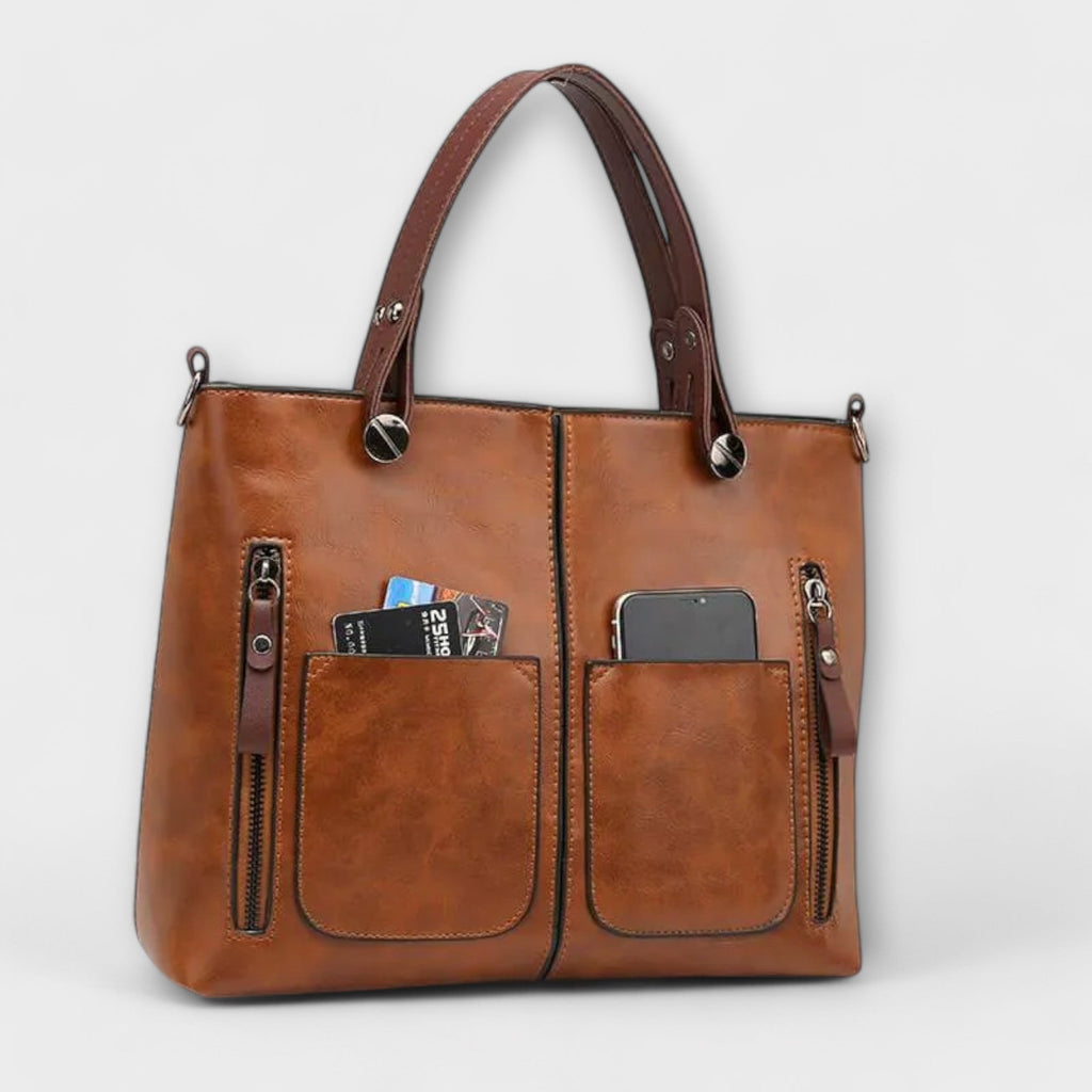 Women’s Elegant Leather Tote Bag - Large Capacity Everyday Bag - Lora