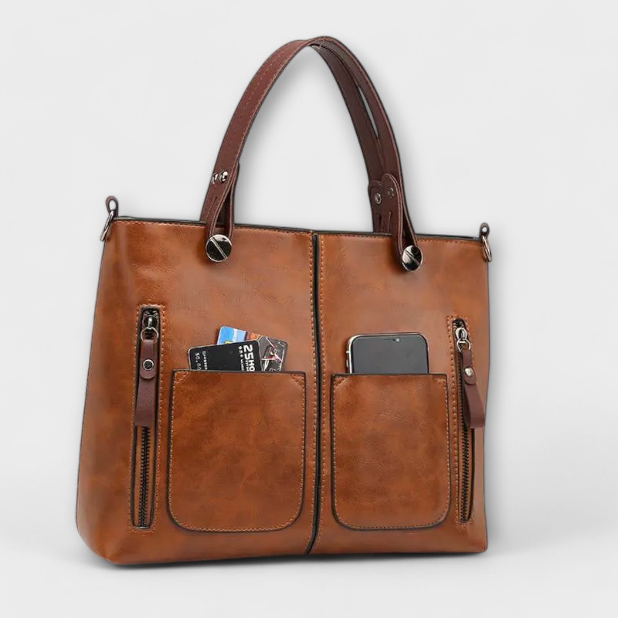 Women’s Elegant Leather Tote Bag - Large Capacity Everyday Bag - Lora