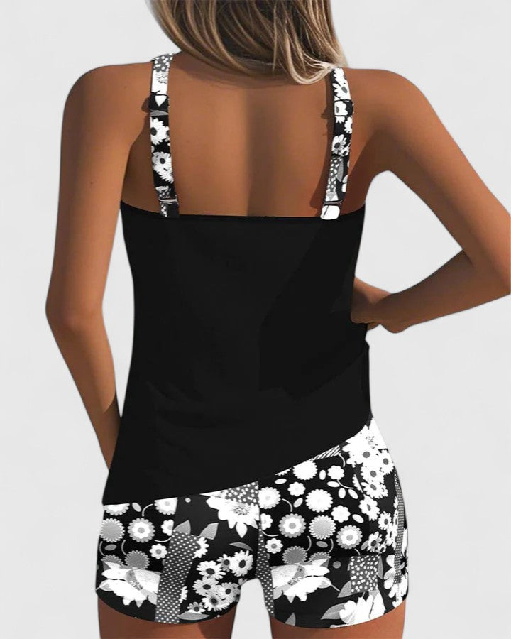 Women’s Tankini Swimsuit – Floral Print Two Piece Swimwear – Chloe