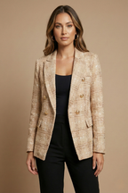 Women’s Checked Blazer – Double-Breasted Tailored Jacket - Sandra