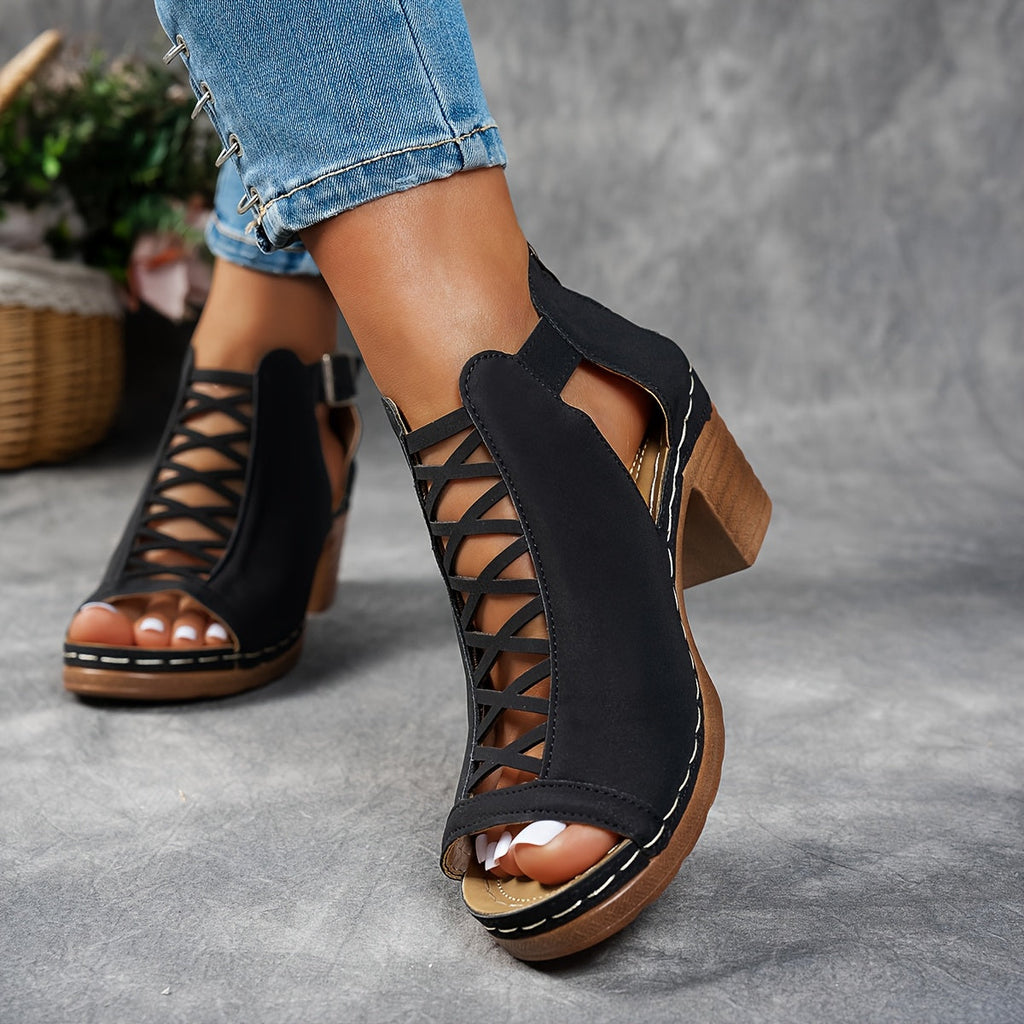 Women’s Lattice Heel Sandals - Chic Dress Style - Nessa