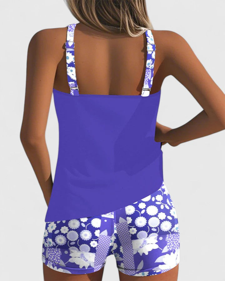 Women’s Tankini Swimsuit – Floral Print Two Piece Swimwear – Chloe