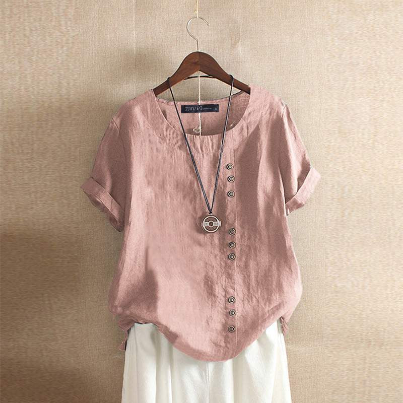 Women’s Button Blouse – Short Sleeve Casual Blouse – Gerlina