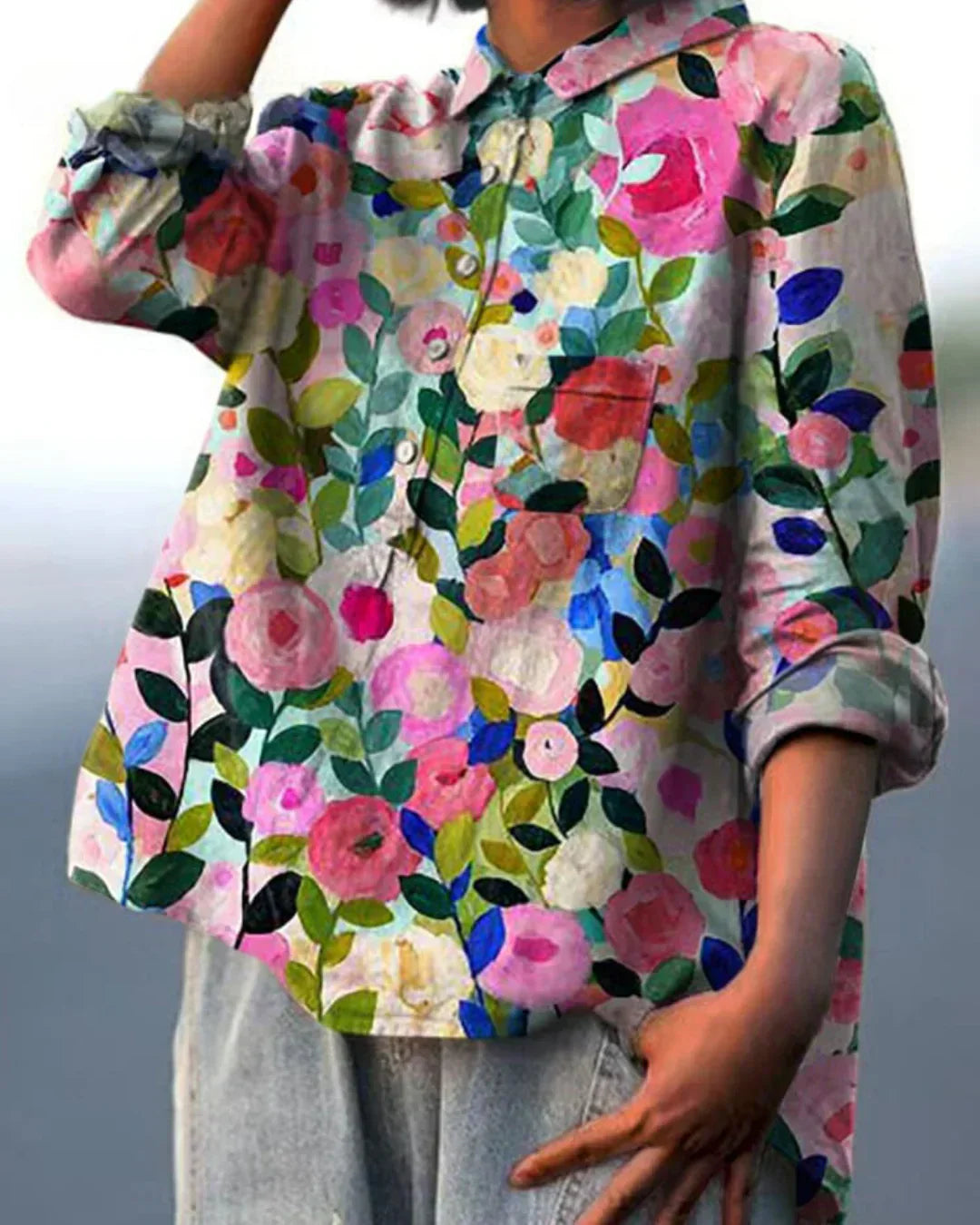 Women’s Floral Blouse – Vintage Romantic Summer Blouse – Rose