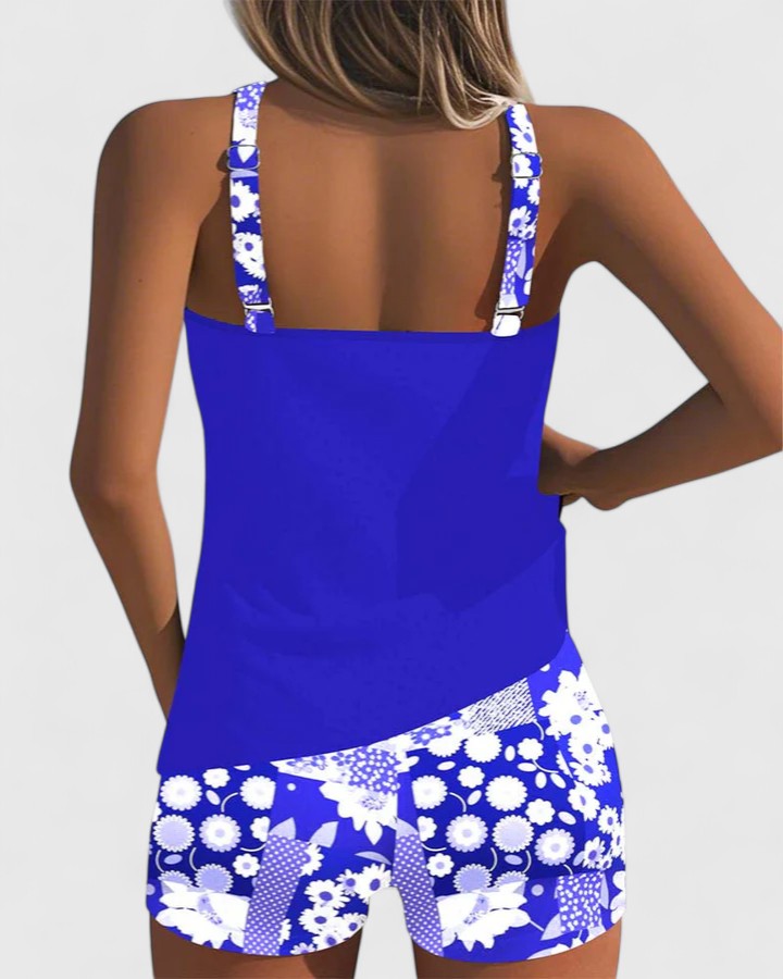 Women’s Tankini Swimsuit – Floral Print Two Piece Swimwear – Chloe