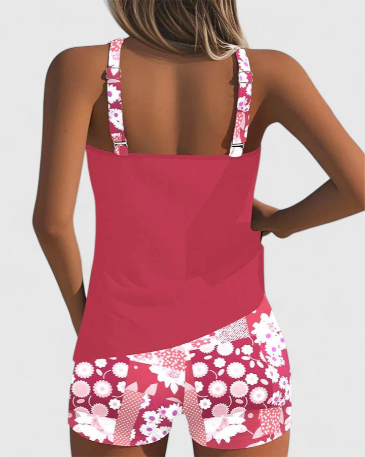 Women’s Tankini Swimsuit – Floral Print Two Piece Swimwear – Chloe