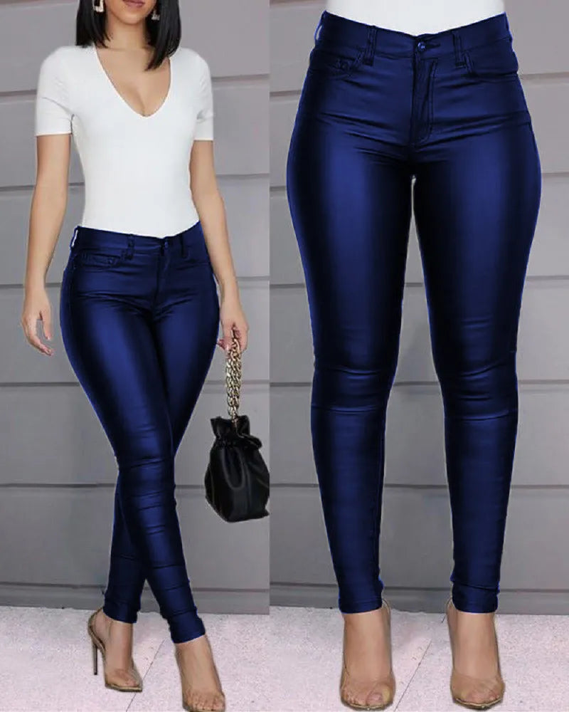 Women’s Slim Fit Pants - Mid Rise Casual Trousers - Phineas