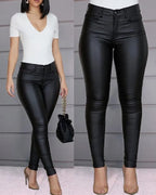 Women’s Slim Fit Pants - Mid Rise Casual Trousers - Phineas