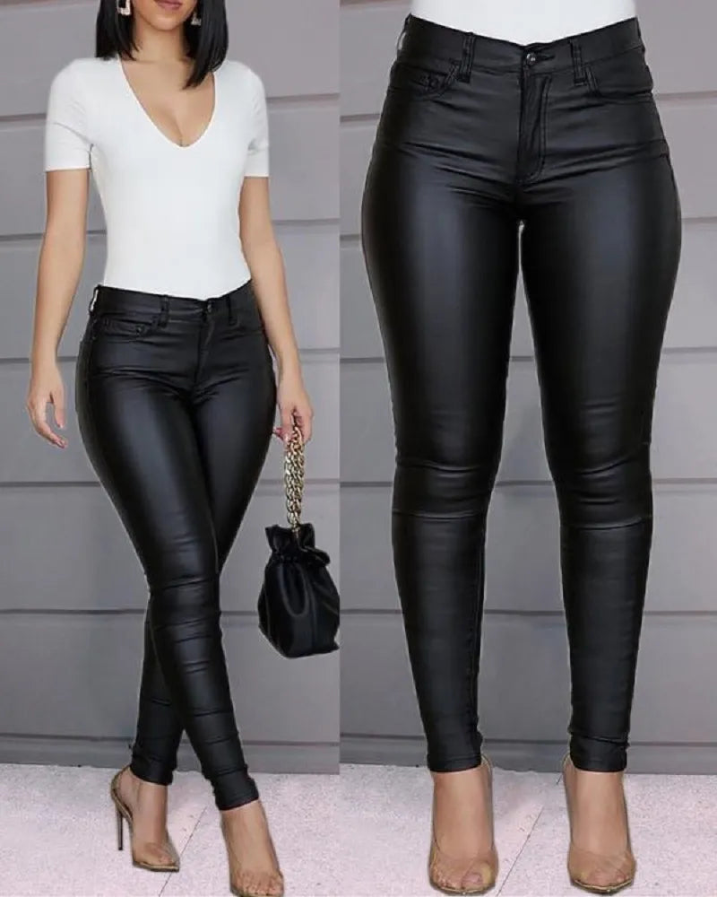 Women’s Slim Fit Pants - Mid Rise Casual Trousers - Phineas