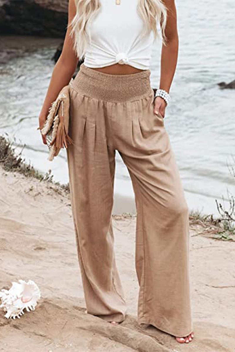Women’s High Waist Palazzo Pants - Wide Leg Flowing Trousers - Angela