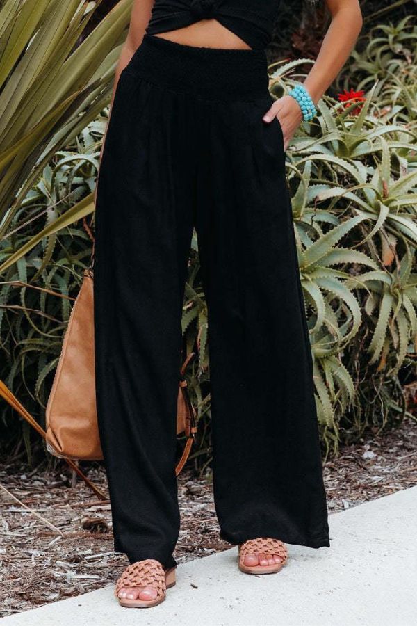 Women’s High Waist Palazzo Pants - Wide Leg Flowing Trousers - Angela