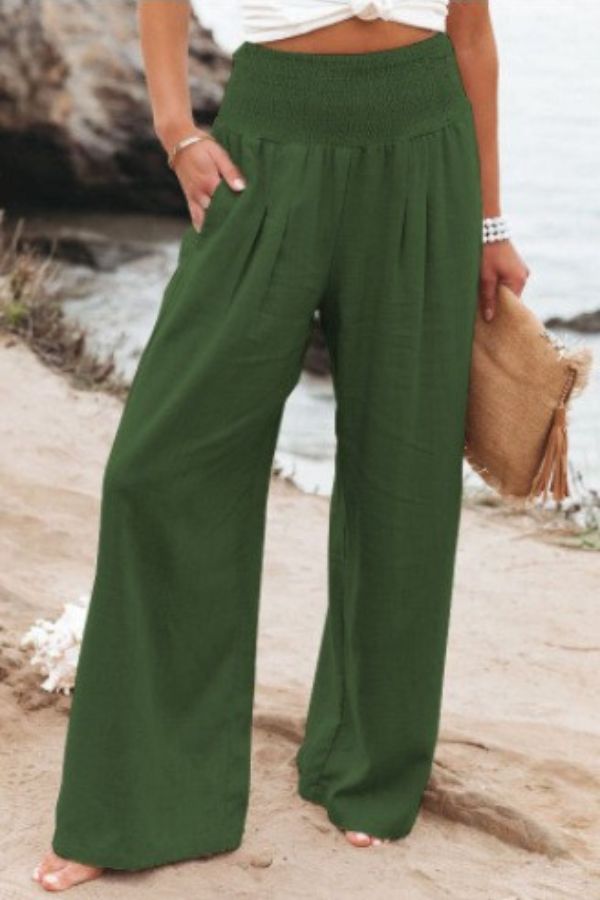 Women’s High Waist Palazzo Pants - Wide Leg Flowing Trousers - Angela