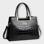 Women’s Crocodile Pattern Handbag - Glossy Structured Design - Olivia