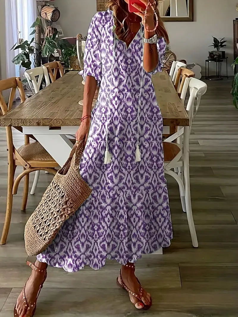 Charm | Ruffle V-Neck Boho Dress